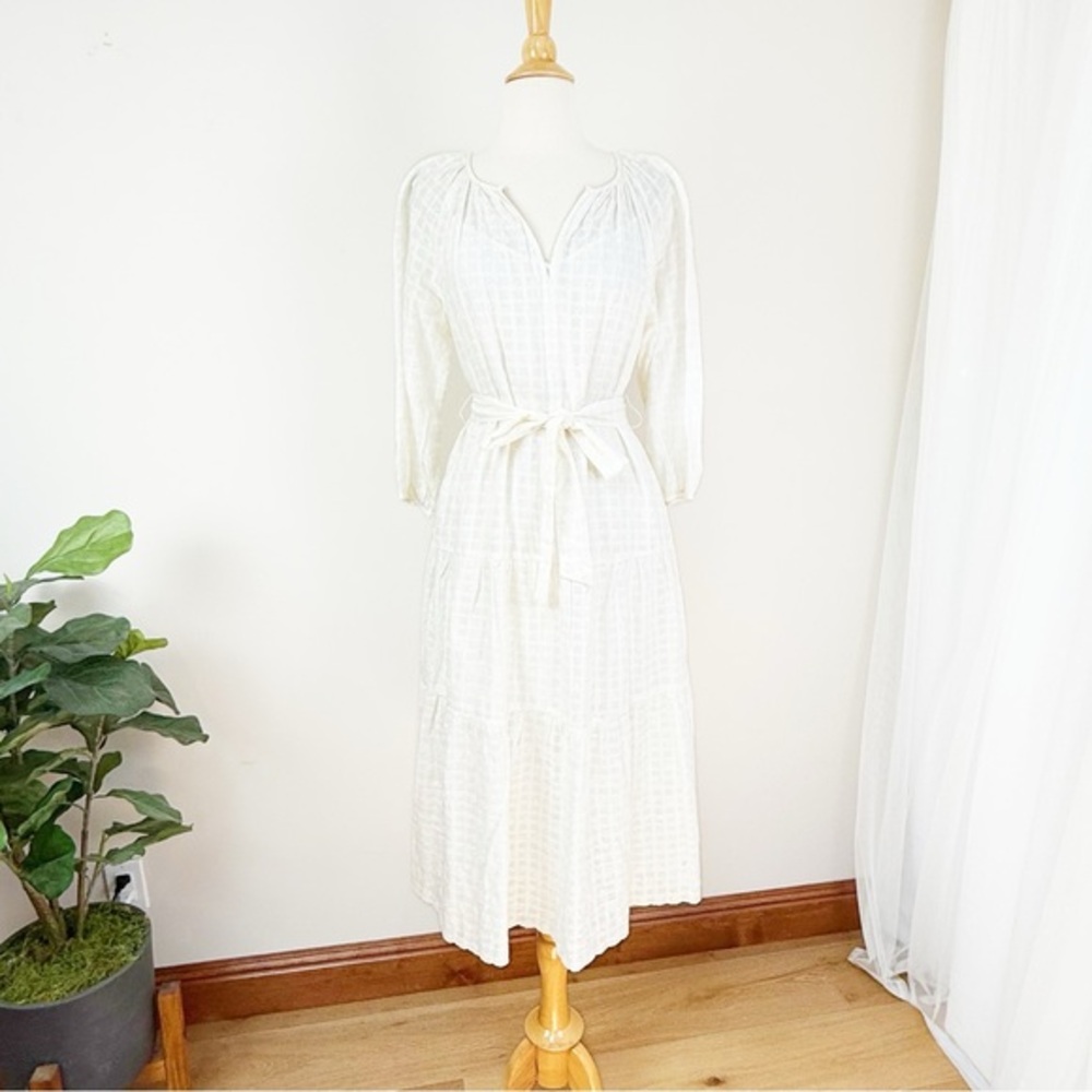 💋Anthropologie Velvet Eyelet White Women's midi Dress. Size XS